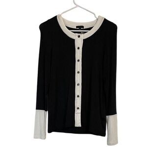 ATM Anthony Thomas Melillo Knit Cardigan Sweater Button Up Black/White NWT Small